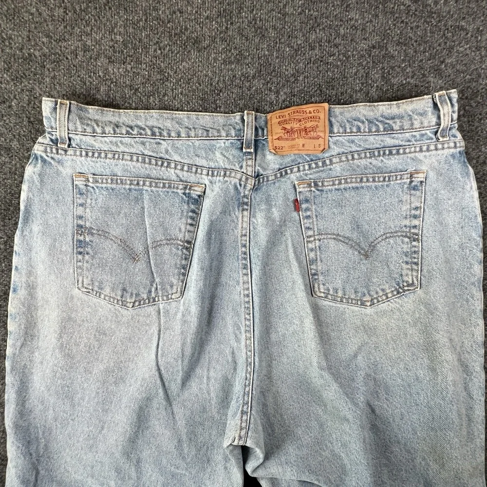 Levi's 522 Tapered Fit Jeans Light Wash Vintage USA 90s High Rise 42x28‎ READ